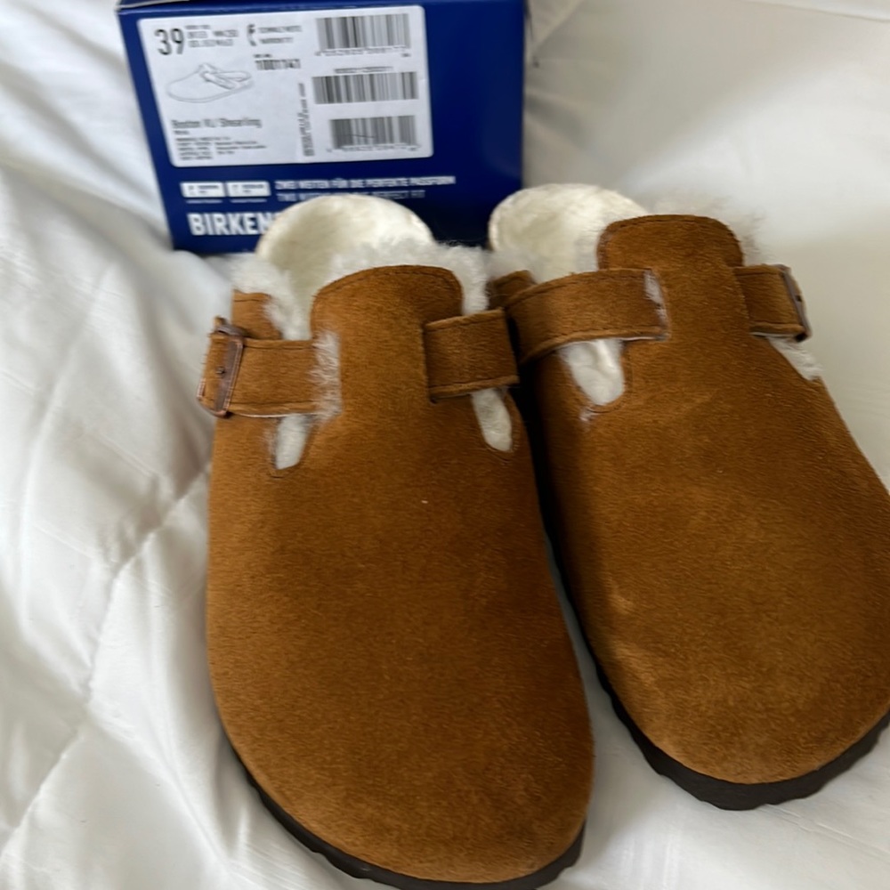 Birkenstock Boston Shearling in Mink Sz 39